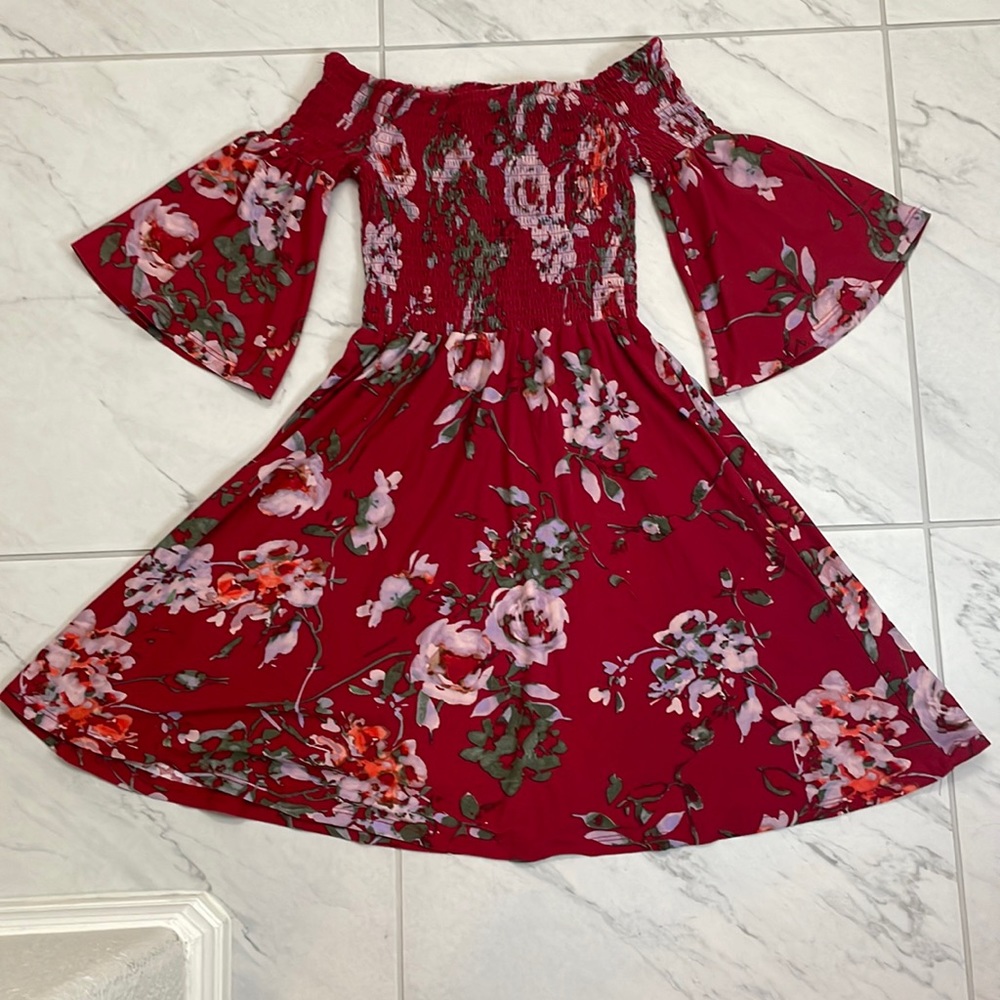 Kids red off the shoulder dress worn once